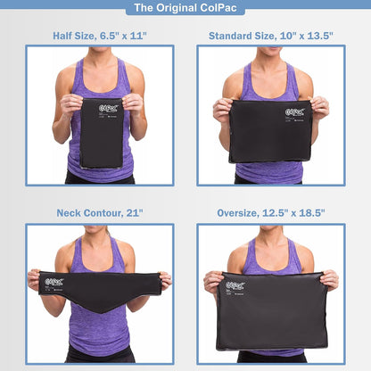 Chattanooga ColPac, Reusable Gel Ice Pack, Cold Therapy for Neck, Shoulder, Upper Back for Headaches, Inflammation, 23" Neck Contour, Blue Vinyl, with a Lumintrail Drawstring Bag