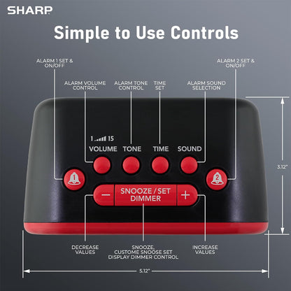 Sharp Big Bang 115dB Alarm Clock for Heavy Sleepers, Dual Alarms
