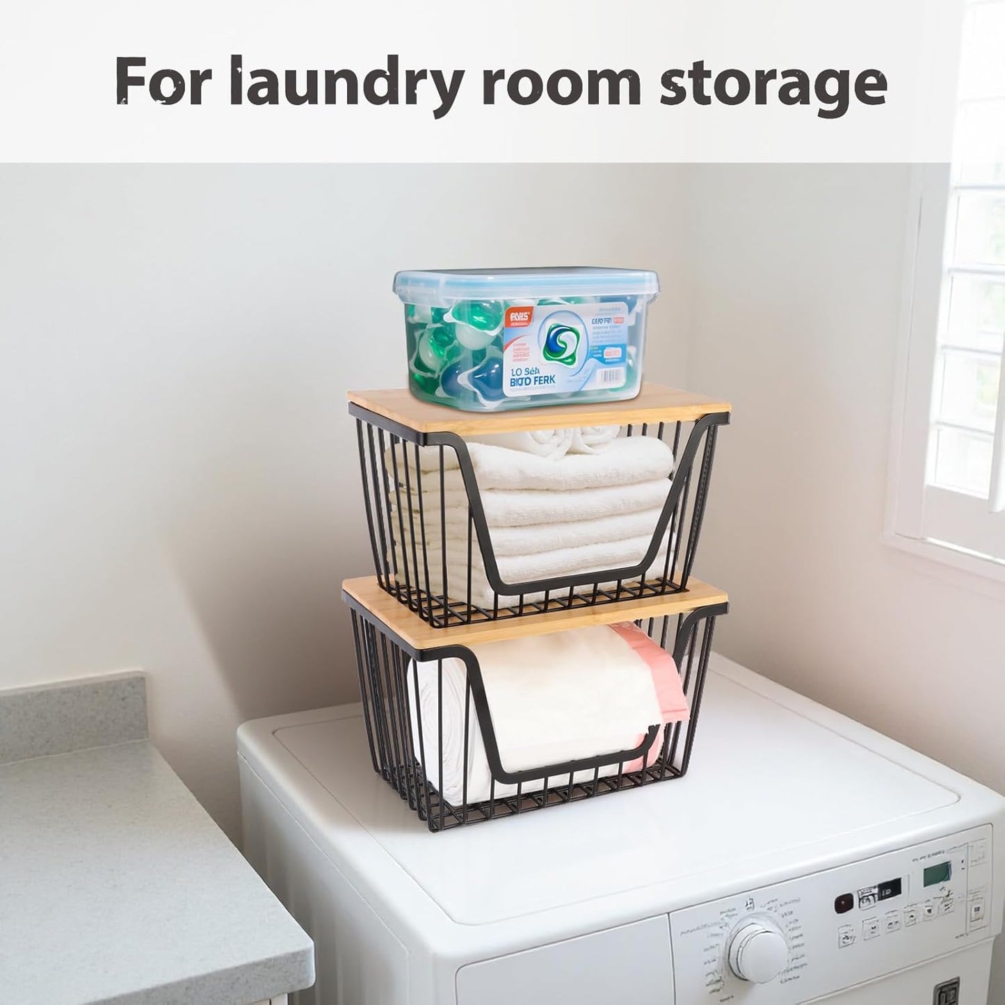 2 PACK Pantry Organizers and Storage, Stackable Onion Potato Bins | Large Wire Storage Basket, Breathable Design for Onion, Potato, Garlic, Fruit, Vegetables Fresh, Kitchen Pantry Storage