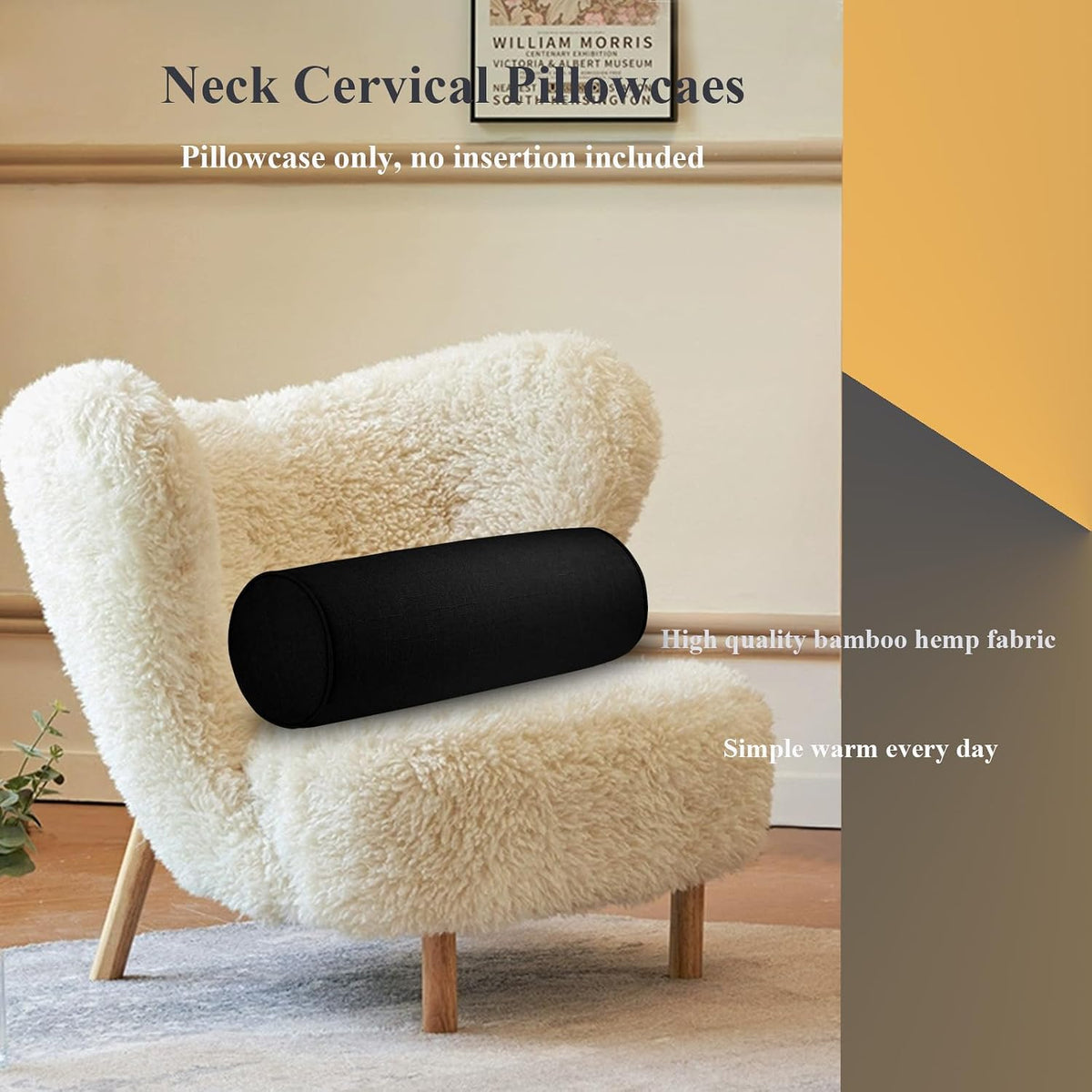 Tinbolunce Neck Roll Pillowcases with Zipper - Full Moon Bolster/Round Cylinder Pillow Case Cover for Bedroom, Living Room, Sofa - Solid Color Cervical Throw Pillow Covers