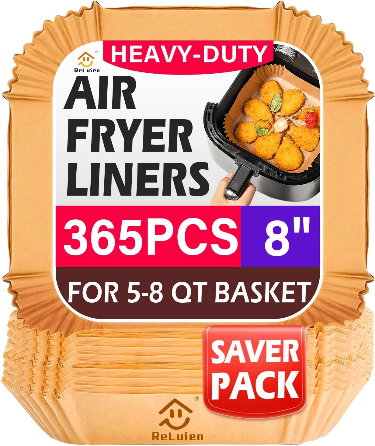 Air Fryer Liners, 8" Parchment Paper for 5-8 QT | Food-Grade Air Fryer Liners Disposable, Oil-Proof, Greaseproof for Baking, Roasting, Microwave Airfryer Baskets Accessories