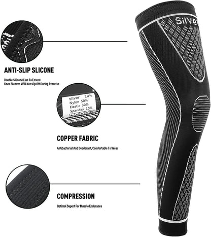 Full Leg Sleeves Long Compression Leg Sleeve Knee Sleeves Protect Leg, for Man Women Basketball, Arthritis Cycling Sport