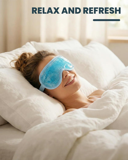 Cooling Gel Eye Mask for Puffy Eyes,Reusable Cooling Eye Mask for Migraine, Headache, Dark Circles, Dry Swollen Eyes, Sinus Pain,Blue