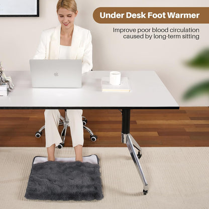 Electric Foot Warmer, Luxury Faux Fur Heating Pad for Feet Pain Relief Cramp, Heated Foot Warmer for Under Desk & Bed with 3 Heat Settings & 2H Auto-Off, ETL Certified, 20x22 Inch, Dark Grey