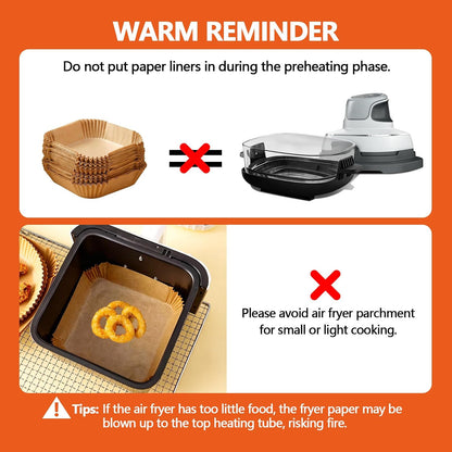 UBeesize 9 Inch Disposable Air Fryer Liners 200 Pack Square Parchment Liner