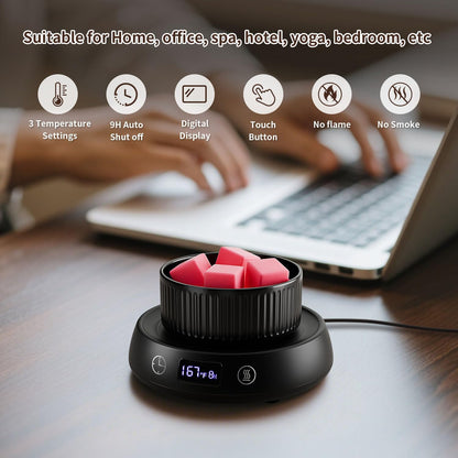 Candle Warmer,Wax Melt Warmer, Wax Warmer for Scented Wax, Wax Cube Burner | Wax Melter, 3 Temp Setting, 1-9H Auto Shut Off Timer, Electric Scented Wax Melter, Home Bedroom Office Use,Coffee Mug Warmer