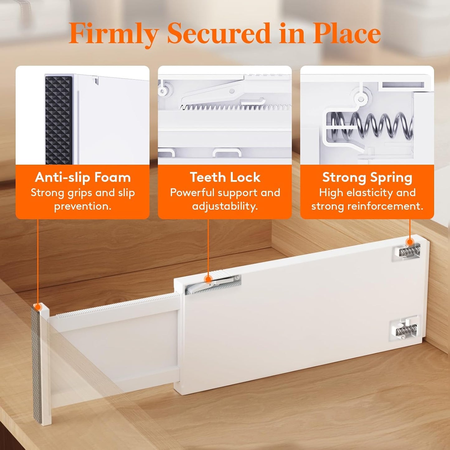Lifewit 5 Pack Upgrade Drawer Dividers for Clothes, 4" High 11"-17" Adjustable Dresser Drawer Organizers, Expandable White Plastic Drawer Separators for Kitchen, Nursery, Office Organization & Storage | 5 Pack 11"-17" Expandable White Plastic Drawer