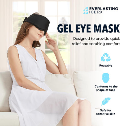 Cooling Eye Mask for Puffiness - Gel Eye Mask Reusable - Eye Ice Pack for Migraines, Sinus Pain, Sore Eyes & Face Ice Pack Therapy - with Adjustable Strap