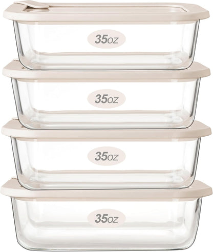 Glass Food Storage Containers with Glass Lids, Microwave Safe Food Container Set, Aitight Meal Prep Container Set, BPA Free, 2 extra Colanders, LeakProof, 2 Pack of 60oz