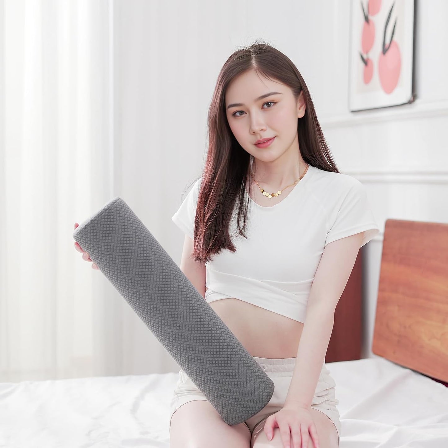 2 Pack Round Massage Table Bolster Pillow Pad, Bolster Pillow, Round Pillows, Suitable for Earthlite Massage Table (Grey, 4.7''x19.6'')