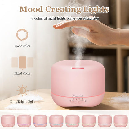 Homeweeks 300ml Essential Oil Diffuser, Quiet Aromatherapy Mist Diffusers for Essential Oils, Wood Grain, Ultrasonic, Remote Control, Timer, 7 Colors Light for Bedroom (300ml)