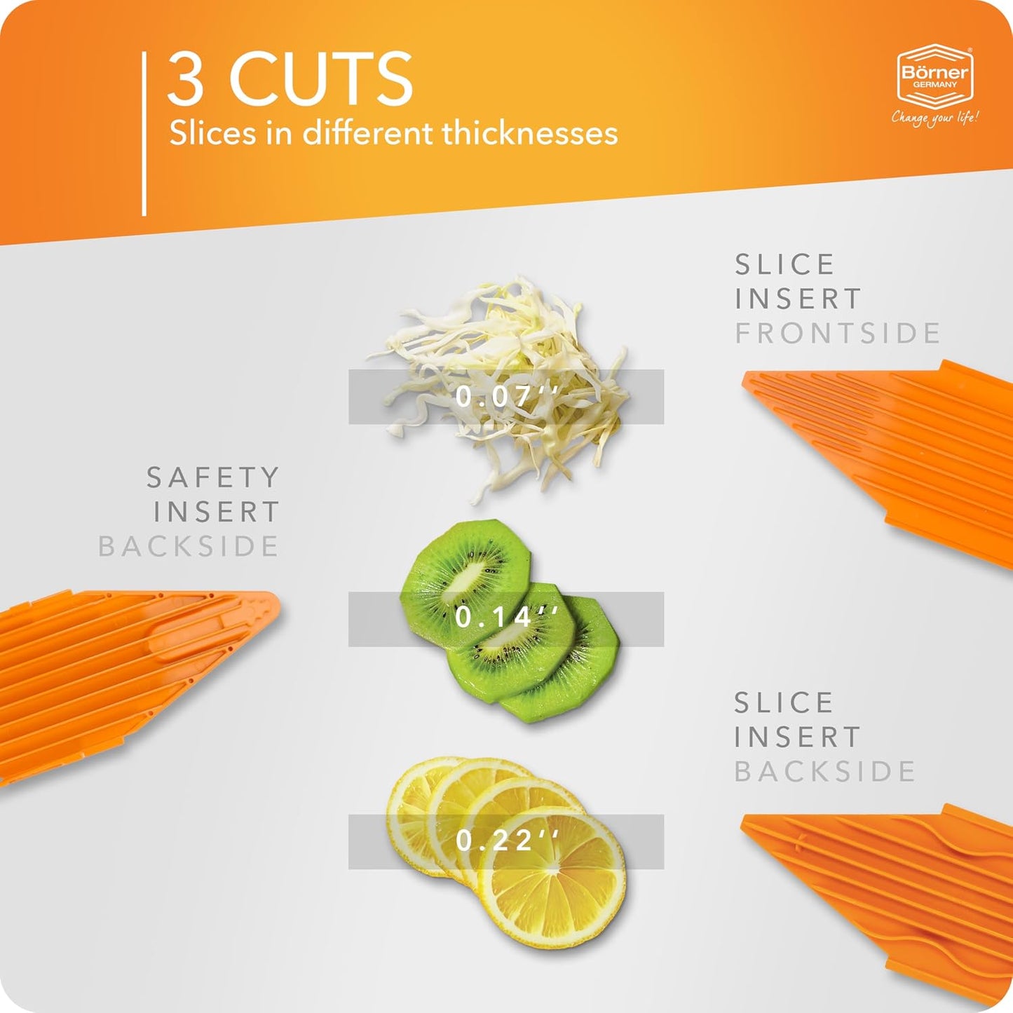 Borner Mandoline Food Slicer V1 (Basic Set) by Reston Lloyd • V-Slicer with Food Holder • Made in Germany • Fruit & Vegetable Chopper • Multiple Settings • Color: Red