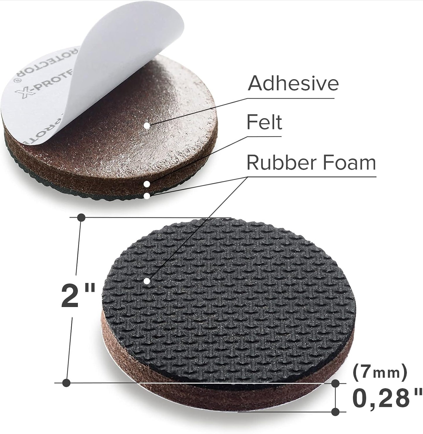 X-PROTECTOR Non Slip Furniture Pads – 24 pcs Premium Furniture Grippers 2"! | Best Self Adhesive Rubber Feet Furniture Feet – Ideal Non Skid Furniture Pad Floor Protectors – Keep Furniture in Place!