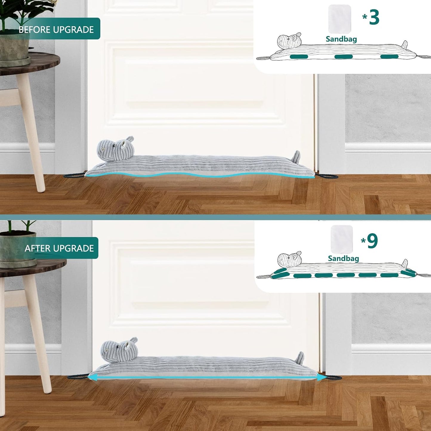 Under Door Draft Stopper Decorative Wind Stopper 36 inch for Door & Window, Weighted Animal Air Draft Stopper for Bottom of Door with Hanging Loops - Brown Dog