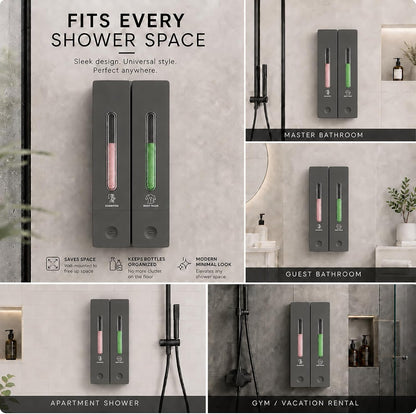 Shampoo and Conditioner Dispenser - Wall-Mounted 3-Chamber Shower Soap Dispenser, No-Drill, 1200ML Capacity, for Bathroom & Hotel
