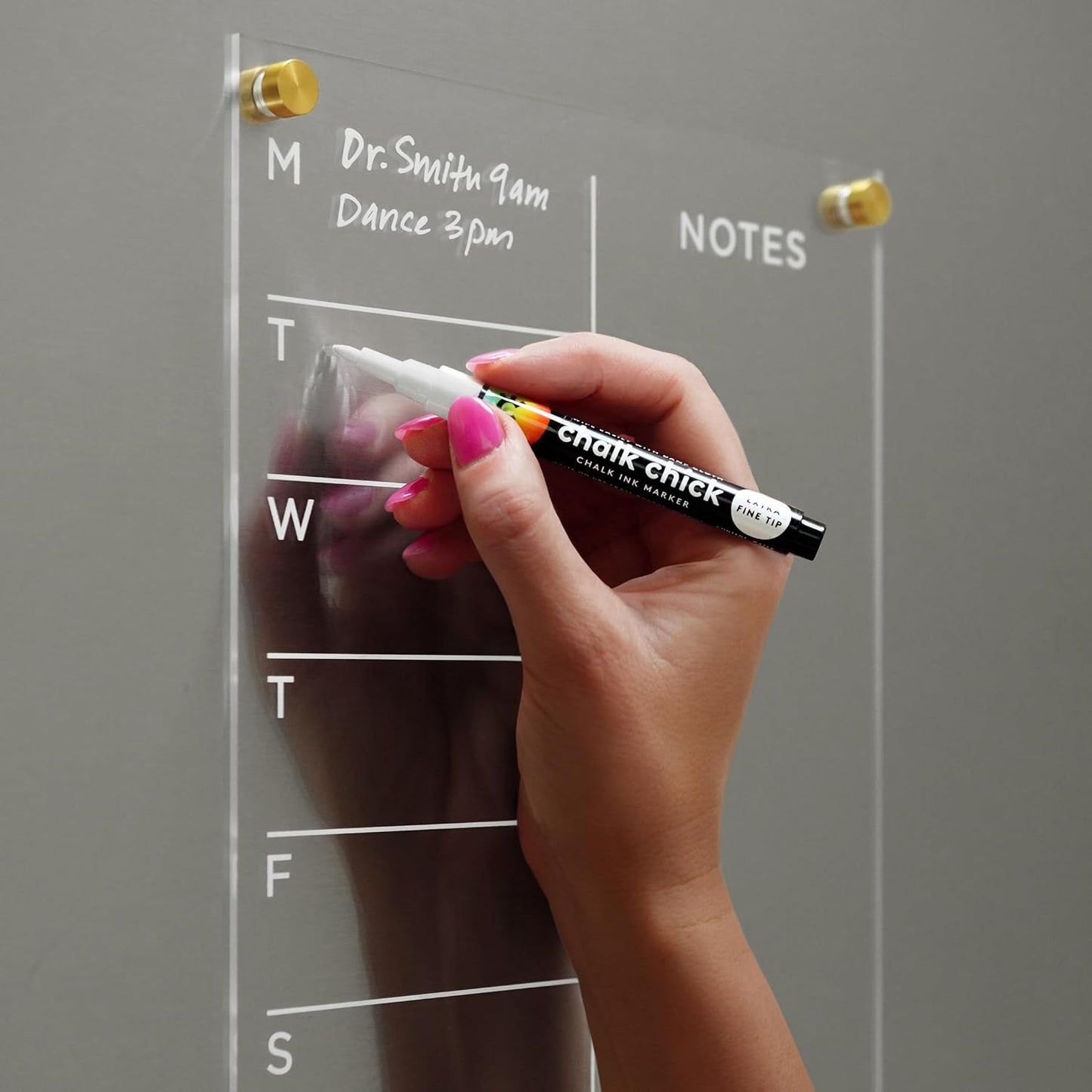 Magnetic Acrylic Weekly Planner for Fridge 9” x 12”, Clear Wet Erase Meal Planner & Notes Board, Refrigerator Organizer with 4 Magnetic Markers and Gold Corner Magnets