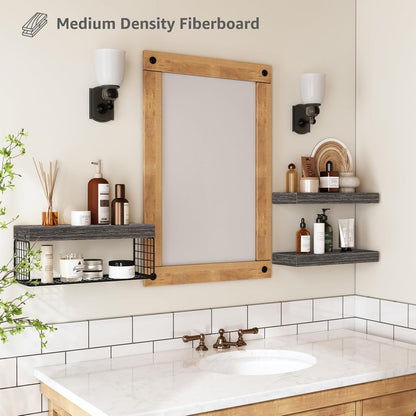 QEEIG Bathroom Shelves Over Toilet - Wall Mounted Floating Shelves Toilet Paper Storage Small Farmhouse Decor Shelf 16 inch Set of 3, Rustic Brown (019-BN3)