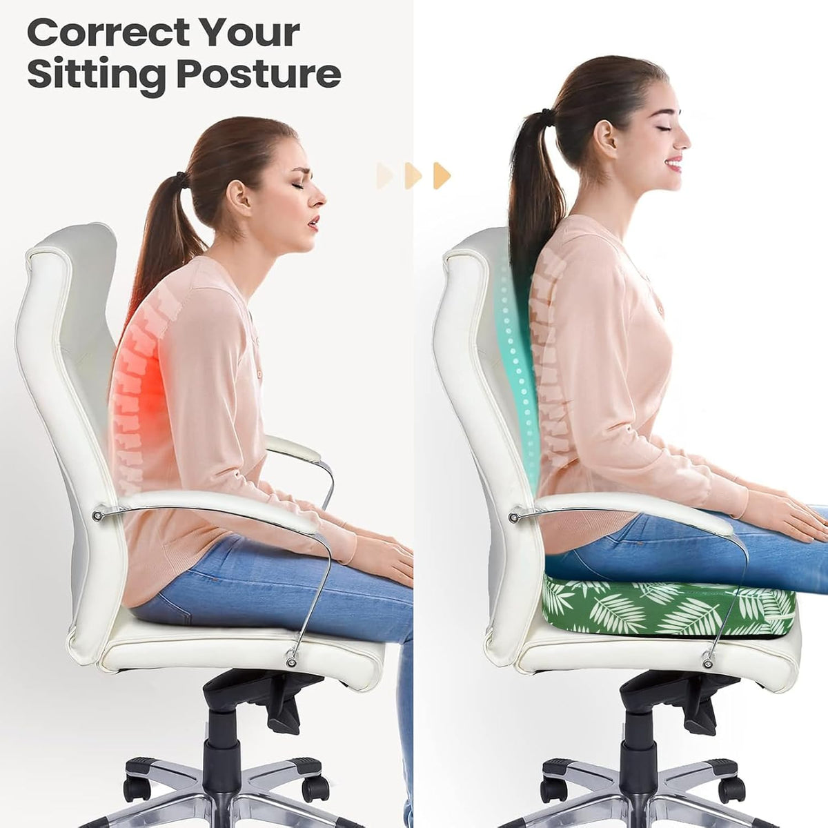Tailbone Pain Relief Cushion, Memory Foam Seat Cushion for Coccyx Sciatica Pain Pressure Relief Office Desk Chair