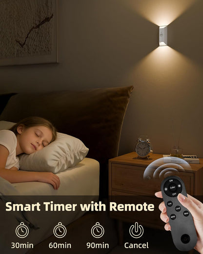 EZVALO Motion Sensor Wall Light with Remote Control, Rechargeable Wall Sconce, 3 Color Temps, Dimmable, Magnetic, LED Indoor Wireless Wall Lamp, 4000mAh, for Hallway, Stair, Entryway, Renters