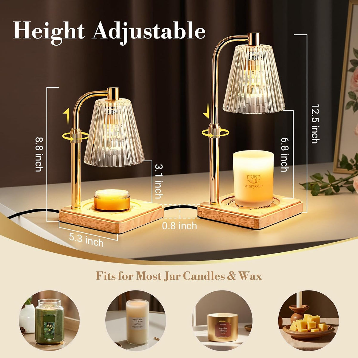 Marycele Candle Warmer Lamp with Timer, Vintage Home Decor, Gifts for Women