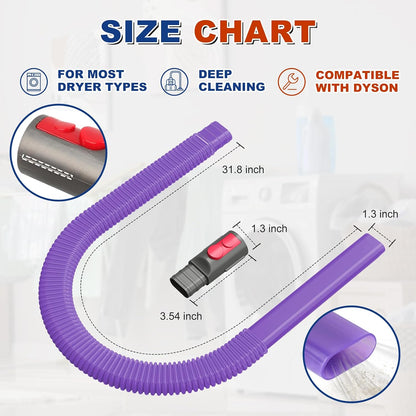 Sealegend Dryer Lint Vacuum Attachment Hose Compatible with Dyson V15 V12 V11 V10 V8 V7 Gen5 Cordless Vacuum Cleaner, Flexible Dryer Vent Cleaner Kit Lint Removal Tool Purple | Multi-use Vacuum Hose Compatible with Dyson V15 V12 V11 V10 V8 V7 Gen5