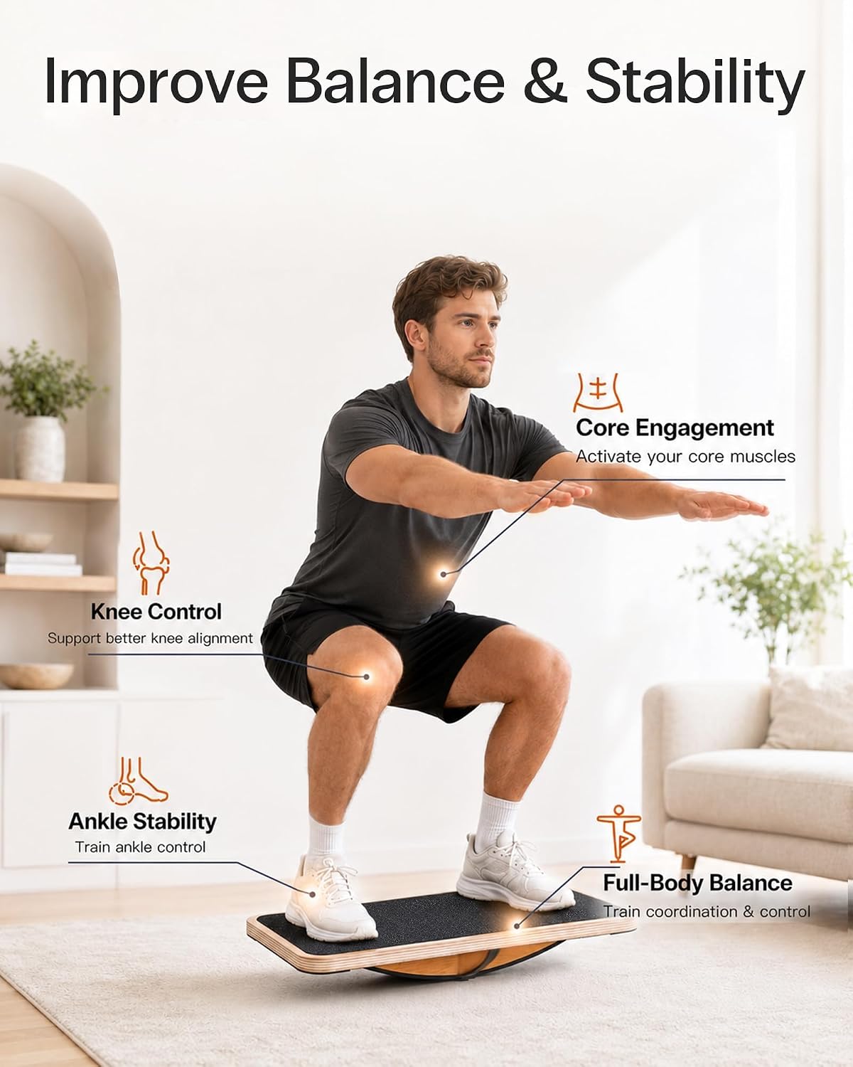 StrongTek Wooden Balance Board, Basic Rocker or Advanced 360° Wobble | Beginner-to-Advanced Options, Non-Slip Surface, Ankle Rehab, Physical Therapy, Core Stability and Balance Training