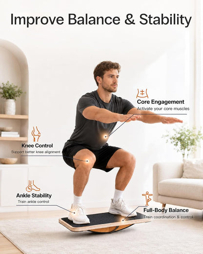 StrongTek Wooden Balance Board, Basic Rocker or Advanced 360° Wobble | Beginner-to-Advanced Options, Non-Slip Surface, Ankle Rehab, Physical Therapy, Core Stability and Balance Training