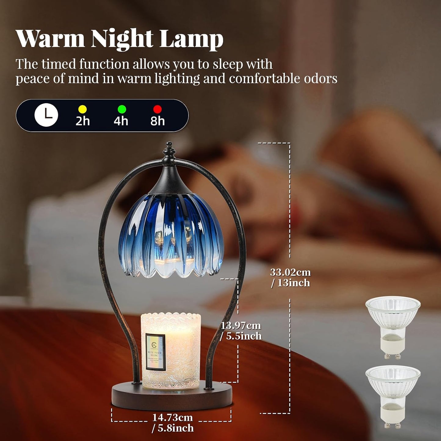 GOODBUY Candle Warmer Lamp with Timer Dimmable: Electric Candle Warmer Birthday Gifts for Women Mom - Candle Lamp Warmer House Warming Gifts New Home Decor - Wax Warmer for Jar Candles with 2 Bulbs