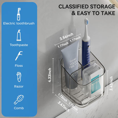 3 Slots Detachable Toothbrush Holders Wall Mounted for Bathrooms | Electric Toothbrush Holder with Drip Tray, Tooth Brush and Toothpaste Holder Organizer for Bathroom Countertop Organizer