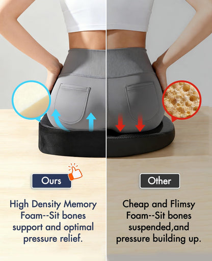 Memory Foam Donut Pillow for Coccyx Sitting Comfort,Large Supportive Seat Cushion with Center Cut-Out Design for Pressure Relief,Comfort Donut Cushion for Home & Office Chairs