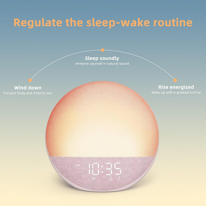 Odokee Sunrise Alarm Clock White Noise Machine: Natural Wake Up Light | Dimmable Clock with Bluetooth Speaker for Bedroom - 25 Sleep Sounds for Baby Adults Kids Putty