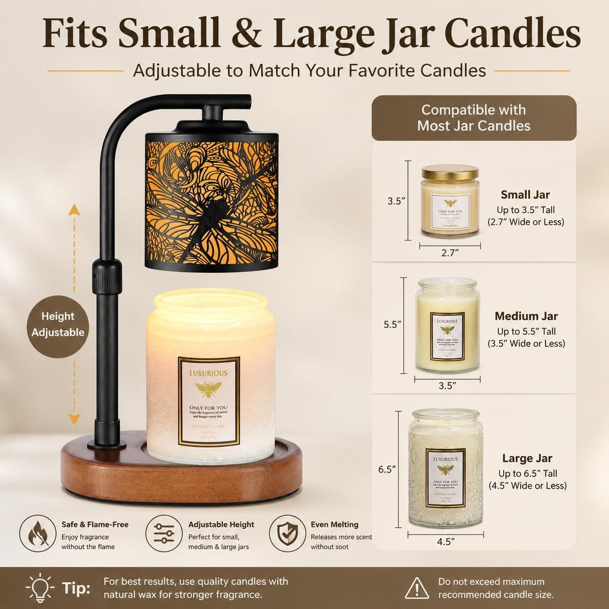 kobodon Candle Warmer Lamp with Timer Dragonfly Electric Candle Lamp Warmer