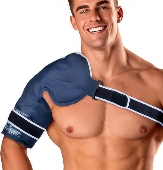 Magic Gel Ice Pack | Reusable, Flexible & Long Lasting for Rotator Cuff Injuries, Bursitis and Swelling | Hot or Cold Therapy Compression Wrap for Left or Right Shoulder