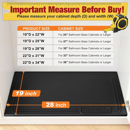 Under Sink Mat 22" X 19", Waterproof Silicone Cabinet Kitchen Liner, Gray | BPA-Free Raised-Edge Cabinet Protector & Leak Tray for Bathroom Cabinets, Boots, Pet Feeding Dog & Cat Mats, Dishwasher Safe
