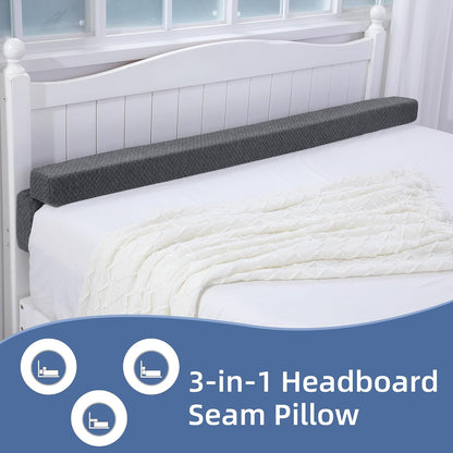 Flodable Pillow for Headboard Gap,Bed Gap Filler Queen Size,Adjustable Bed Wedge Pillow for Headboard,Rectangular Bed Gap Filler,Foam Mattress Gap Filler(Gray,Queen)