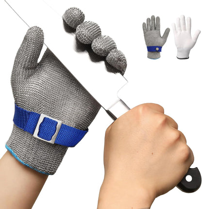 Schwer SlicePro ANSI A9 Cut Resistant Glove PR1706, Stainless Steel Mesh Metal Glove, Food Grade for Kitchen Cooking, Butcher Meat Cutting, Oyster Shucking, Mandoline, Fishing, (M, 1 PCS)