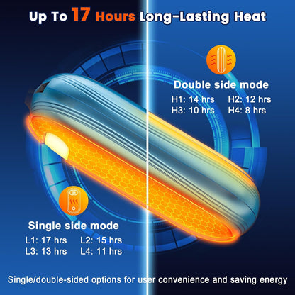 Electric Hand Warmers Rechargeable with Flashlight, LED Display, 17Hrs Warmth, Dual-Side 4 Levels Fast Heating Portable Pocket Heater for Hunting, Camping, Golf, Outdoor, Gifts for Women/Men