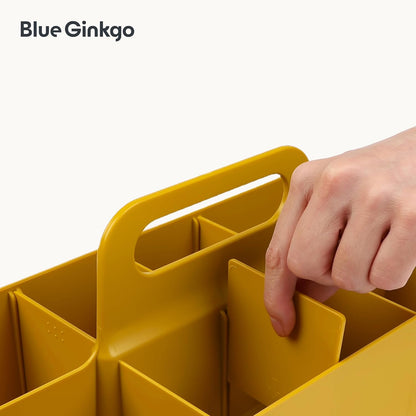 BLUE GINKGO Stackable Organizer Caddy, Rectangle, White, Made in Korea | Portable. Adjustable. Home, Office & School Storage.