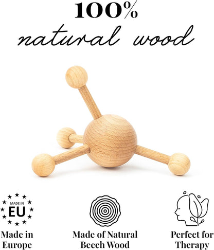 tuuli Accessories – Trigger Point Massage Tool, Multi-Functional Wooden Handheld Massager for Back, Neck, Shoulder and More, Helps Ease Muscle Tension and Support Skin Health