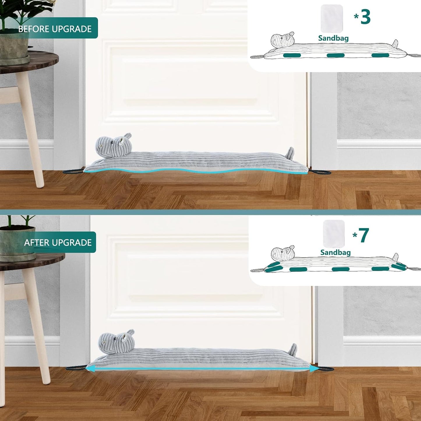 Under Door Draft Stopper Decorative Wind Stopper 36 inch for Door & Window, Weighted Animal Air Draft Stopper for Bottom of Door with Hanging Loops - Brown Dog