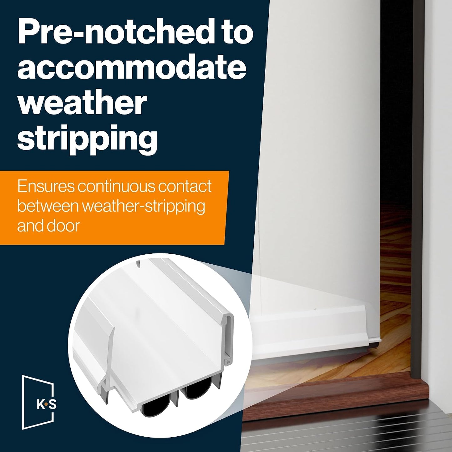 Adjustable Double Bubble Door Sweep & Draft Stopper | Under Door Seal for Exterior Doors 1 3/4" x 35.75" (White 36 inch nominally sized)