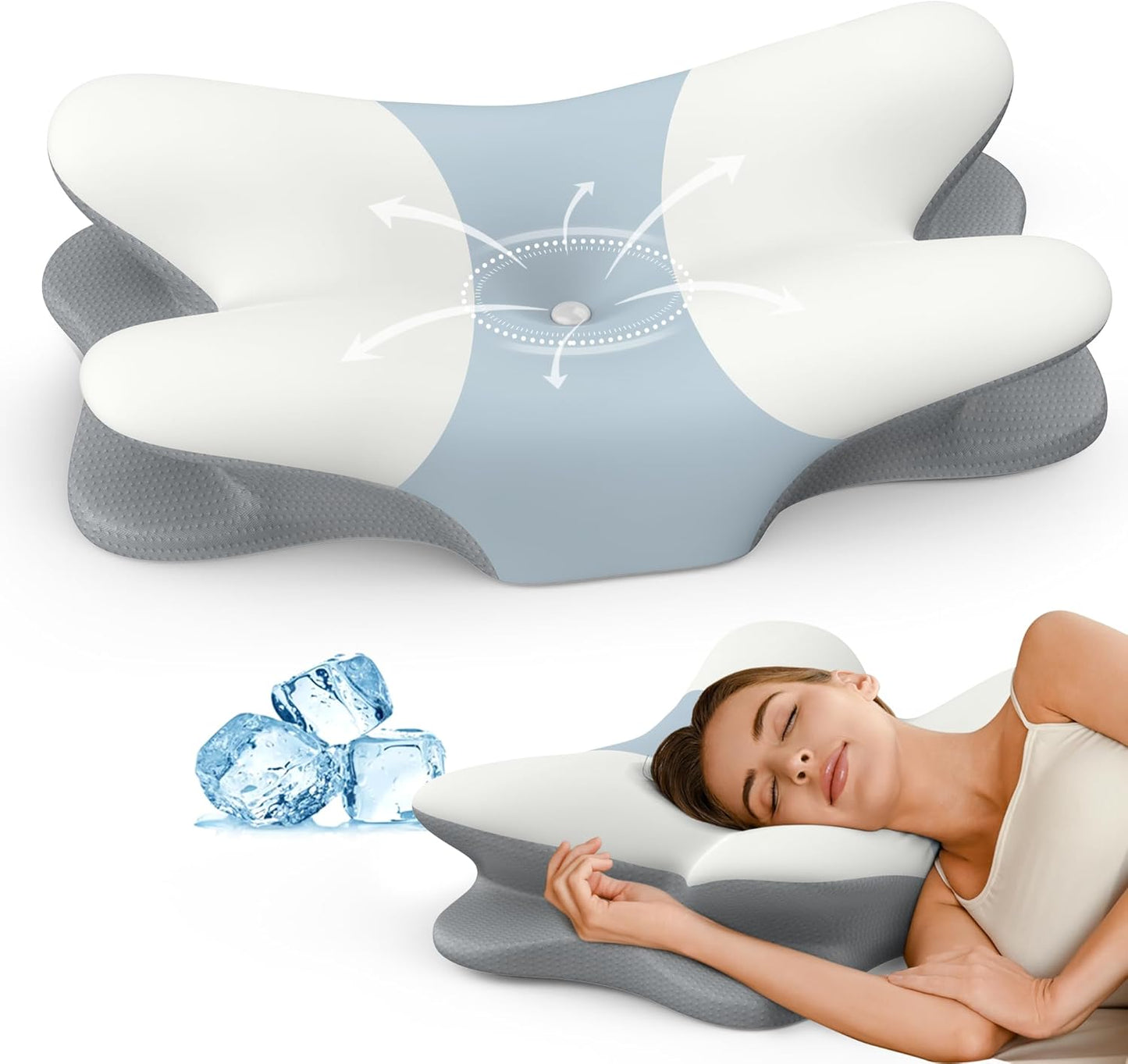 Cervical Neck Pillow - Contour Memory Foam Pillows for Pain Relief | Ergonomic Pillow for Sleeping, Side Sleeper Pillow for Neck Support, Bed Pillow for Back Stomach Sleepers