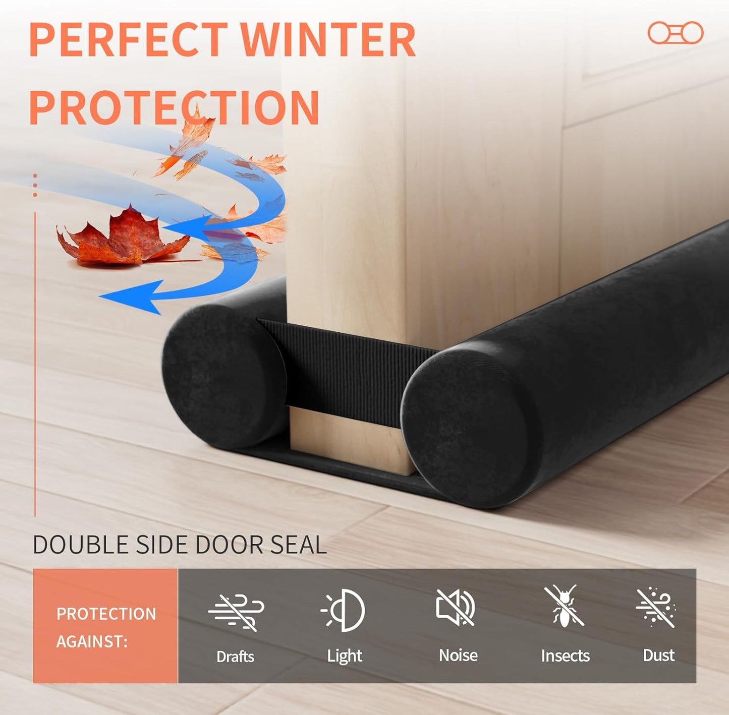 BKSAI Door Draft Stopper for Doors 29-35" No Adhesive Draft Stopper for Bottom of Door Draught Excluder Under Door Wind Blocker Reduce Noise Draught Excluder Sweep Sound Proof(Black) | No Adhesive, For Bottom of Door, Wind Blocker, Reduce Noise, Sound