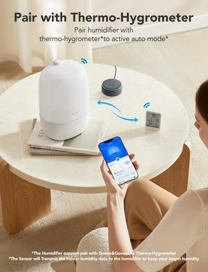 GoveeLife Smart Humidifiers for Bedroom, 3L Top Fill Cool Mist Humidifier