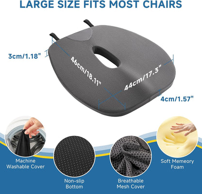 Car Seat Cushion for Driving Thin Seat Pad Drivers Seat Cushion | Better Visibility Sciatica Pain Relief High Density Memory Foam Breathable Mesh Non-Slip Base Machine Washable Cover