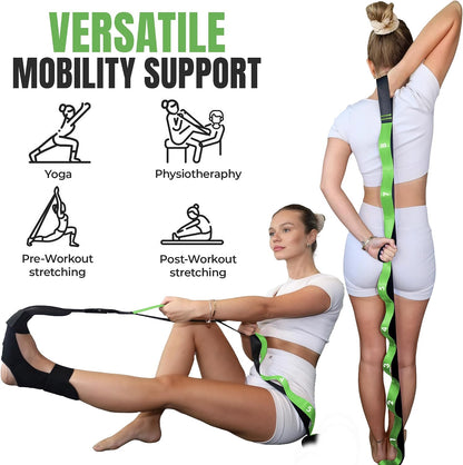 Stretch Strap with Loops Physical Therapy - Full Body Exercise Straps for Stretching with Detachable Foot - Leg & Calf Stretcher for Plantar Fasciitis, Physical Therapy, Pain Relief, and Flexibility