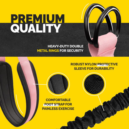 Pull Up Assistance Bands Set with 4 Levels, Adjustable Strap and Foot Rest | 50–200 lb stackable pull-up assistance, nylon-sleeved bands, adjustable support, reduced snap-back risk