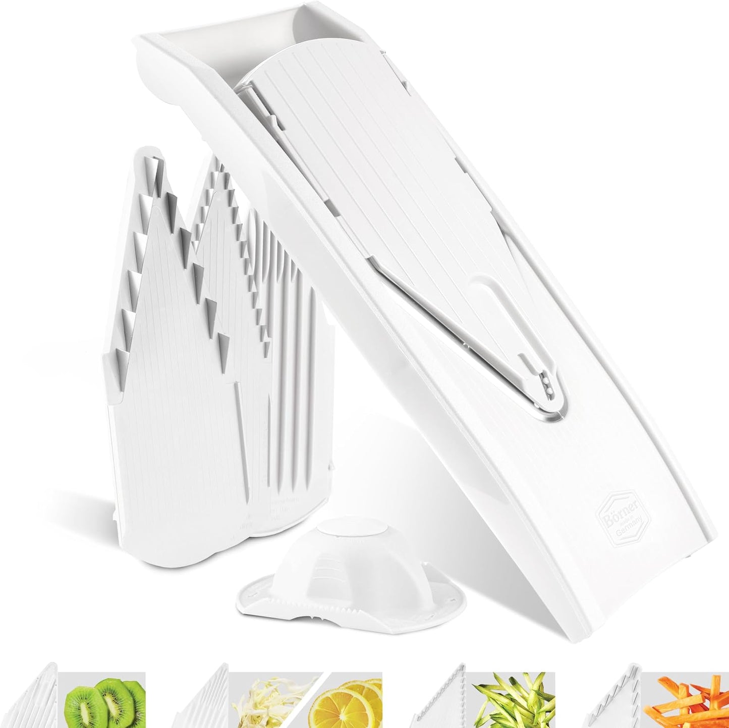Börner Mandoline Slicer V1 (Basis Set) • V-Slicer with 2 Inserts & Fruit Holder • Adjustable Kitchen Slicer for Vegetables & Fruits • Vegetable Cutter • 3 Thickness Settings • Color: Red