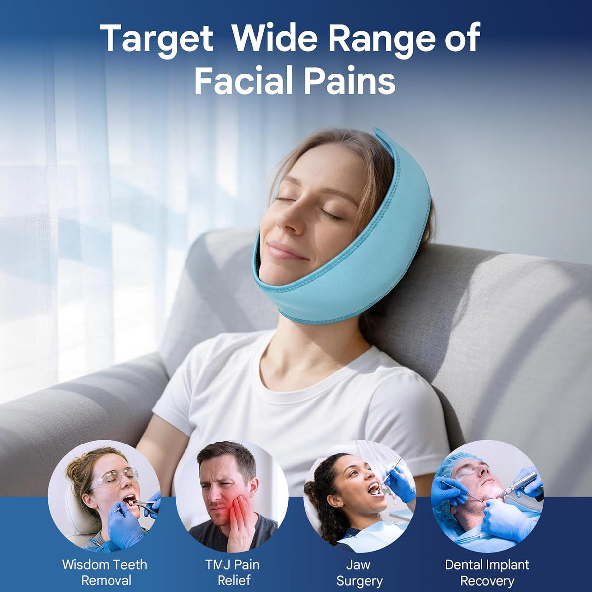 Comfytemp Wisdom Teeth Ice Pack Head Wrap, Gel Face Ice Pack for TMJ Relief