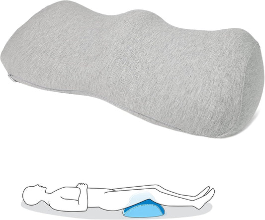 Ergonomic Knee Pillow for Back Sleeping - Memory Foam Bolster Pillow for Sleep Improvement, Knee Support, Leg Elevation, Back Pain Relief, with Softer Non-Irritating Washable Cover, Grey